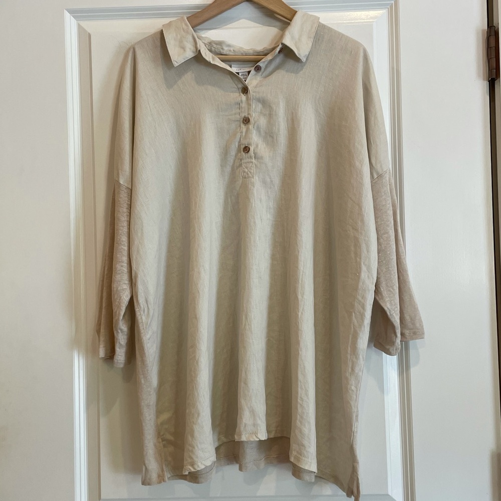 J.Jill Love Linen 1/4 Button Tunic Top